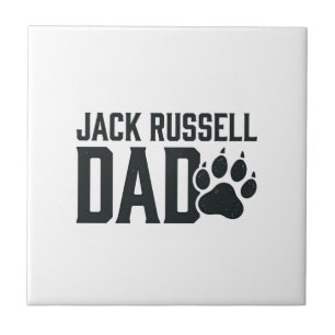 Jack Russell Dad Vintage Paw Print Shirt Design_1 Ceramic Tile