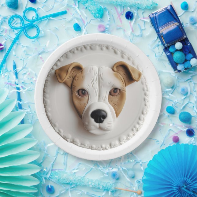 Jack Russell Dog 3D Inspired  Paper Plates (Party)