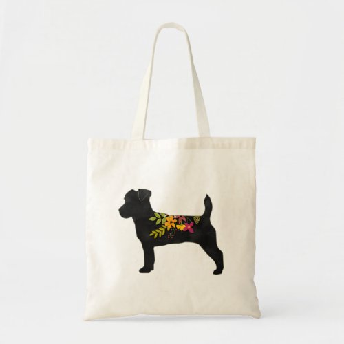 Jack Russell Dog Breed Boho Floral Silhouette Tote Bag