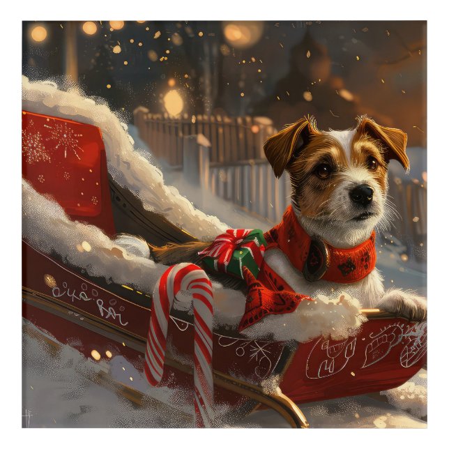 Jack Russell Dog Christmas Festive Acrylic Print (Front)