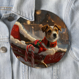 Jack Russell Dog Christmas Festive Button