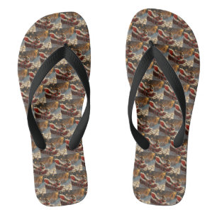 Jack Russell Dog Christmas Festive Flip Flops