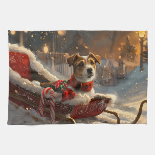 Jack Russell Dog Christmas Festive Kitchen Towel