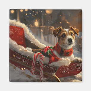 Jack Russell Dog Christmas Festive Magnet