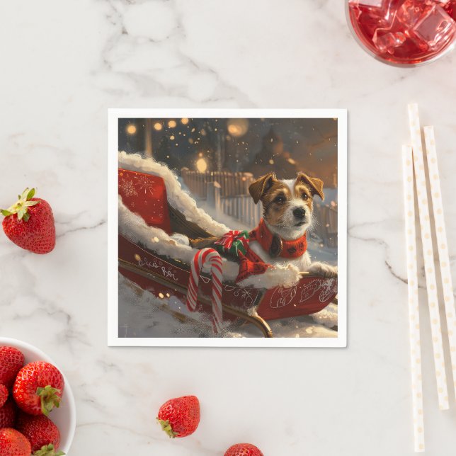 Jack Russell Dog Christmas Festive Napkins (Insitu)
