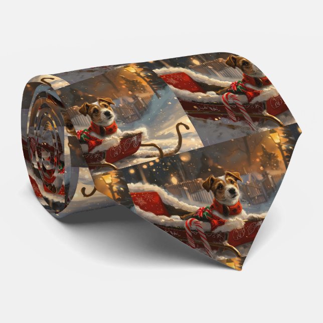 Jack Russell Dog Christmas Festive Neck Tie (Rolled)