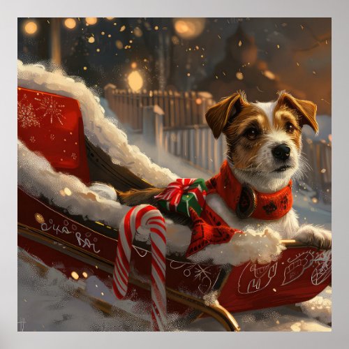 Jack Russell Dog Christmas Festive Poster