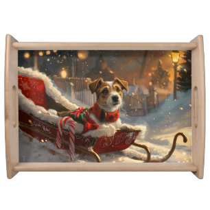 Jack Russell Dog Christmas Festive Serving Tray
