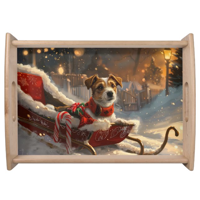 Jack Russell Dog Christmas Festive Serving Tray (Front)