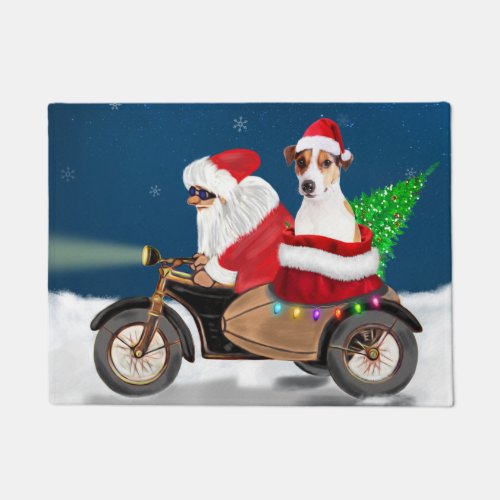 Jack Russell Dog Christmas Santa Claus  Doormat