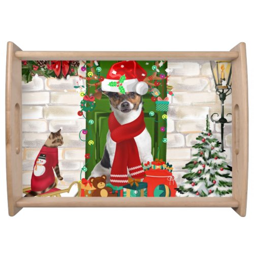 Jack Russell Dog Christmas  Serving Tray