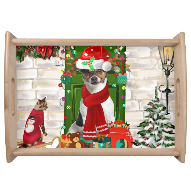 Jack Russell Dog Christmas  Serving Tray (Front)