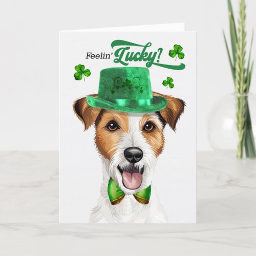 Jack Russell Dog Feelin Lucky St Patricks Day Holiday Card
