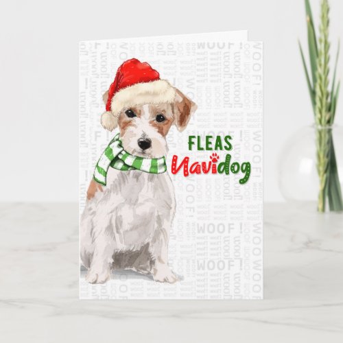 Jack Russell Dog Funny Fleas Navidog Christmas Holiday Card