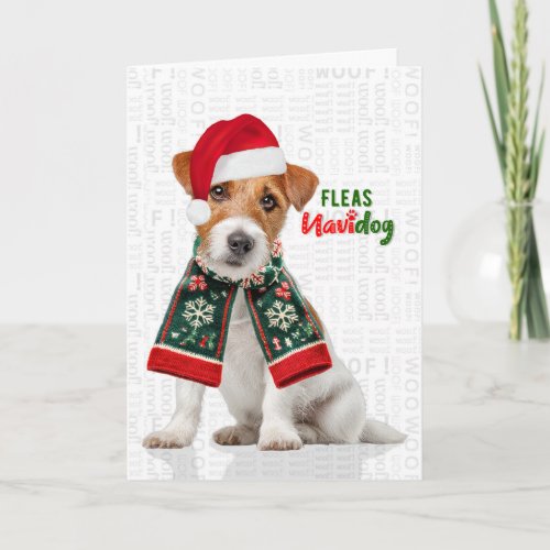 Jack Russell Dog Funny Fleas Navidog Christmas Holiday Card