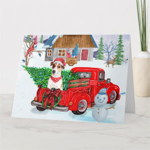 Jack Russell Dog In Christmas Delivery Truck Snow Card