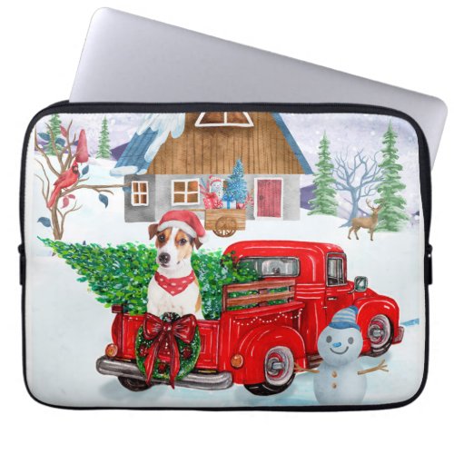 Jack Russell Dog In Christmas Delivery Truck Snow Laptop Sleeve