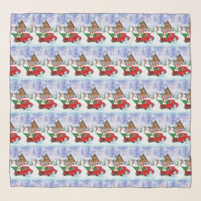 Jack Russell Dog In Christmas Delivery Truck Snow Scarf (Front)