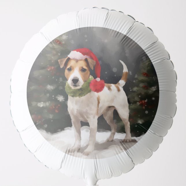 Jack Russell Dog in Snow Christmas Balloon (Front)