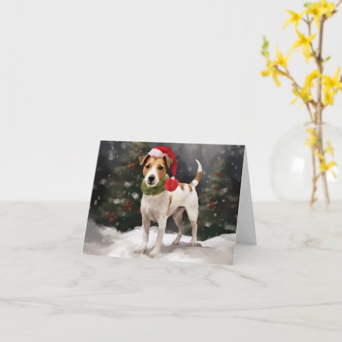 Jack Russell Dog in Snow Christmas Card