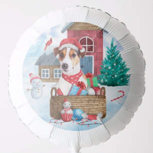 Jack Russell Dog In snow Christmas Dog House  Balloon