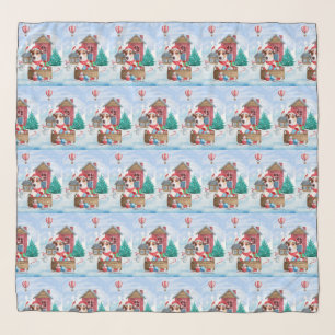 Jack Russell Dog In snow Christmas Dog House Scarf