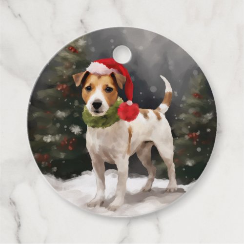 Jack Russell Dog in Snow Christmas Favor Tags