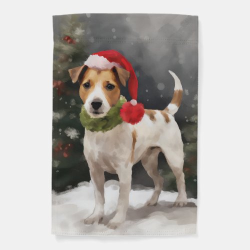Jack Russell Dog in Snow Christmas Garden Flag