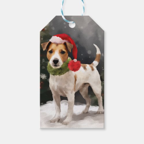 Jack Russell Dog in Snow Christmas Gift Tags