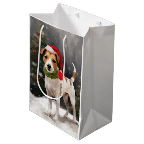 Jack Russell Dog in Snow Christmas Medium Gift Bag