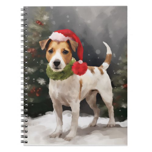 Jack Russell Dog in Snow Christmas Notebook