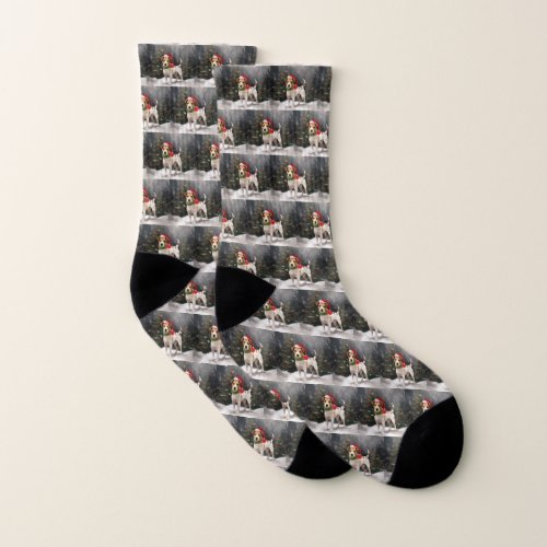 Jack Russell Dog in Snow Christmas Socks