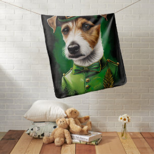 Jack Russell Dog in St. Patrick's Day Dress Baby Blanket