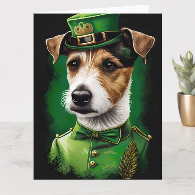 Jack Russell Dog in St. Patrick's Day Dress Card (Small Plant)