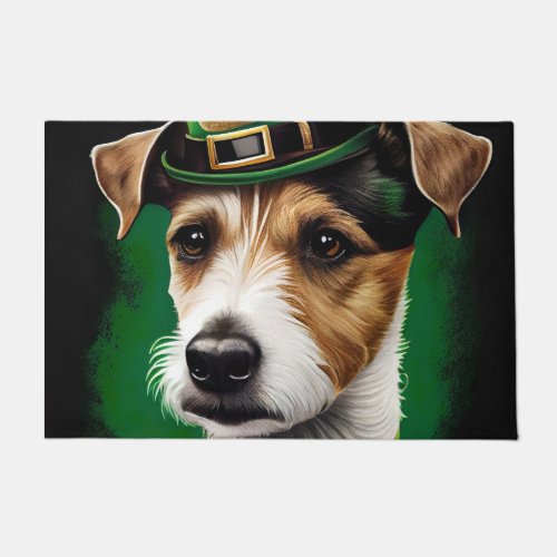 Jack Russell Dog in St Patricks Day Dress Doormat