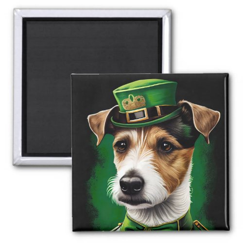 Jack Russell Dog in St Patricks Day Dress Magnet