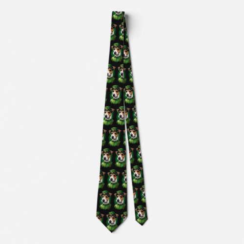Jack Russell Dog in St Patricks Day Dress Neck Tie
