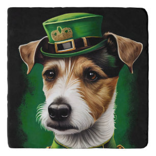 Jack Russell Dog in St. Patrick's Day Dress Trivet