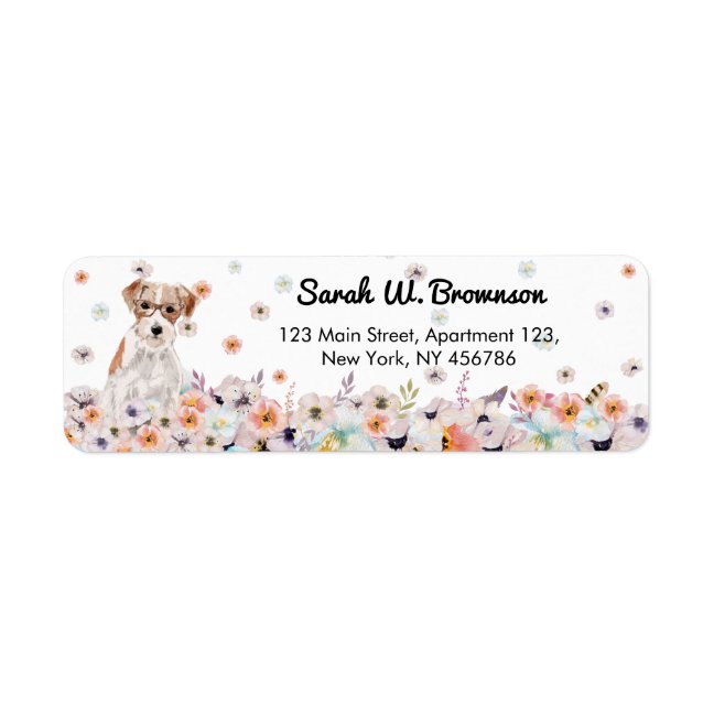 Jack Russell Dog old retro eyeglasses Label