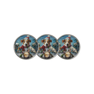 Jack Russell Dog Riding Motorcycle Christmas Golf Ball Marker