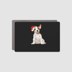 Jack Russell dog Santa Christmas Tree Lights Xmas Car Magnet