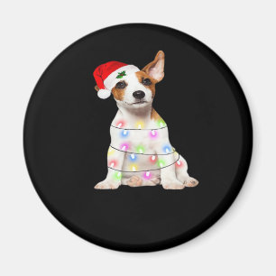 Jack Russell dog Santa Christmas Tree Lights Xmas Magnet