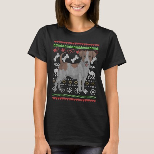 Jack Russell Dog Santa Claus Ugly Christmas Patter T_Shirt