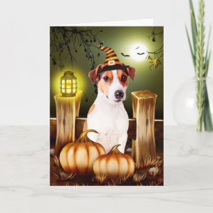 Jack Russell Dog with Witch Hat Halloween Gift Ide Card
