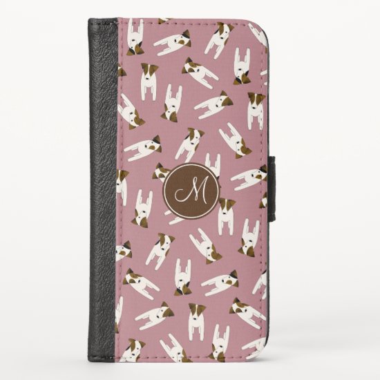 Jack Russell dogs pattern mauve or ANY color iPhone X Wallet Case