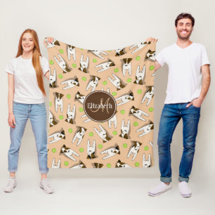 Jack Russell dogs peach or any color monogrammed Fleece Blanket