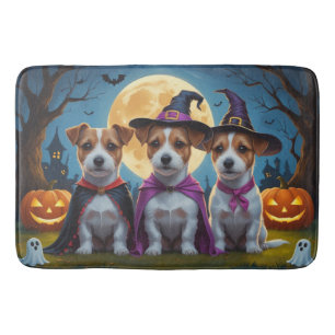Jack Russell Dogs Pumpkin Halloween Funny Bath Mat
