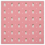 Jack Russell dogs tiny terriers dots pattern pink Fabric