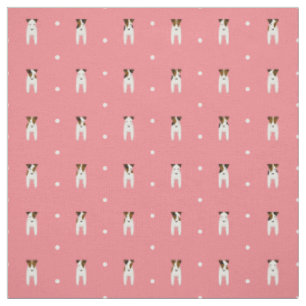 Jack Russell dogs tiny terriers dots pattern pink Fabric