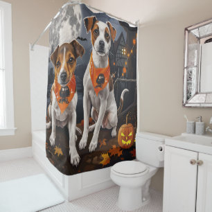 Jack Russell Halloween Spooky Shower Curtain